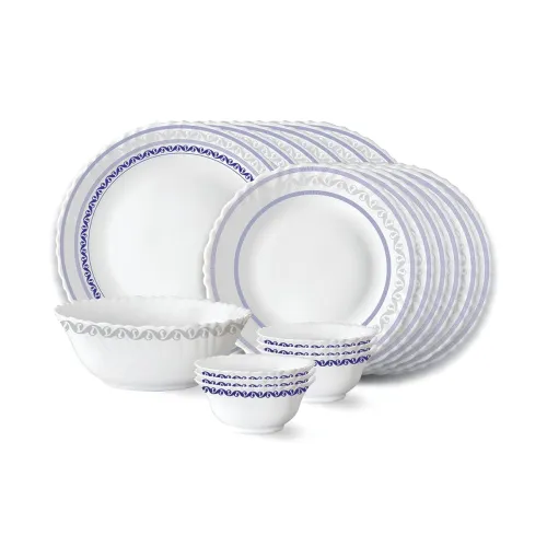 Image of Larah by Borosil Jazzblue Opalware Dinner Set, 19 Pieces