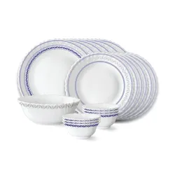 Larah by Borosil Jazzblue Opalware Dinner Set, 19 Pieces