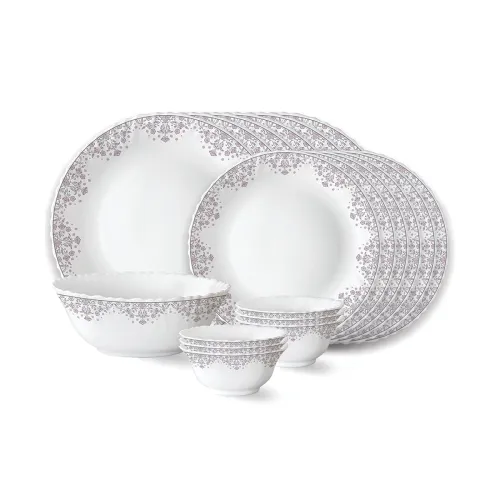 Image of Larah by Borosil Lark Fluted Series Opalware Dinner Set 