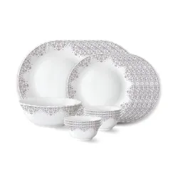 Larah by Borosil Lark Fluted Series Opalware Dinner Set 