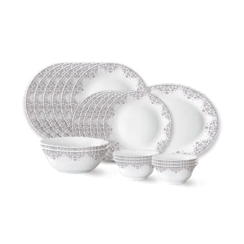 Image of Larah by Borosil Lark Fluted Series Opalware Dinner Set 