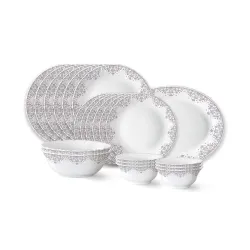 Larah by Borosil Lark Fluted Series Opalware Dinner Set 