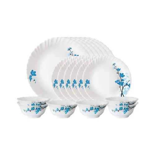Image of Larah by Borosil Mimosa Opalware Dinner Set, 18 Pieces, White