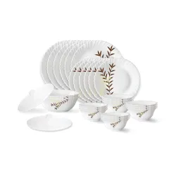 Larah by Borosil Oak Fluted Series Opalware Dinner Set 