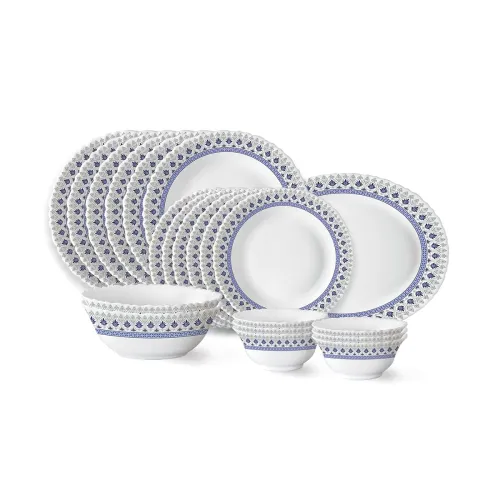 Image of Larah by Borosil Ocean Fluted Opalware Dinner Set – 21 Pcs