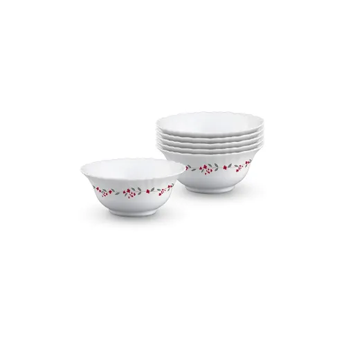 Image of Larah by BOROSIL Opalware Veg Bowl - Set of 6, White