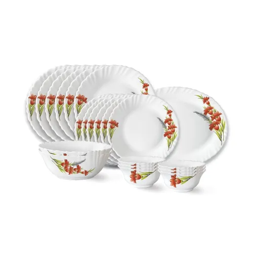 Image of Larah by Borosil Red Opalware set 21 Piece