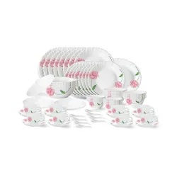 Larah by Borosil Red Mist Fluted Series Opalware Dinner Set 