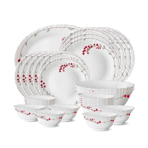 Image of Larah by Borosil Verona Opalware Dinner Set, 27-Pieces, White