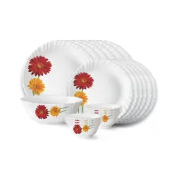 Larah by Borosil Zinnia Fluted Series Opalware Dinner Set