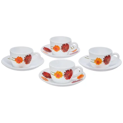 Image of Larah by BOROSIL Zinnia Opalware Cup Set of 8 