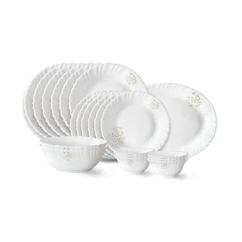 Image of Larah by Borosil Ingot Fluted Series Opalware Dinner Set 21 Pieces 