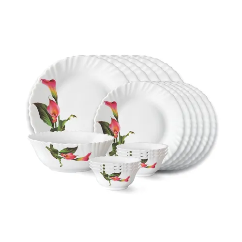 Image of Larah by Borosil Stargazer Fluted Series Opalware Dinner Set, 19 Pieces 