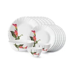 Larah by Borosil Stargazer Fluted Series Opalware Dinner Set, 19 Pieces 