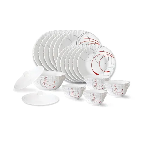 Image of Larah by Borosil Boro Fluted Series Opalware Dinner Set 28 Pieces