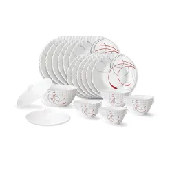 Larah by Borosil Boro Fluted Series Opalware Dinner Set 28 Pieces