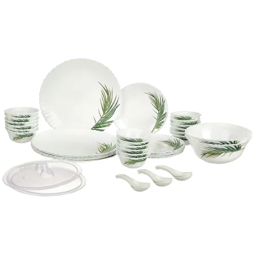 Image of Larah by Borosil Crescent Fluted Series Opalware Set 40 Pieces