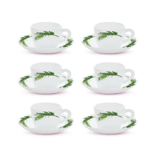 Image of Larah by Borosil Crescent Opalware Cup and Saucer Set of 12 pcs (140ml)