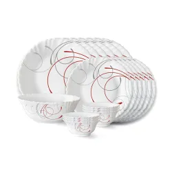 Larah by Borosil Boro Fluted Series Opalware Dinner Set | 19 Pieces for Family of 6 | Microwave & Dishwasher Safe | Bone-Ash Free | Crockery Set for Dining & Gifting | Plates & Bowls | White