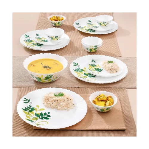 Image of Larah by Borosil Fluted Series Fern Opalware Dinner Set