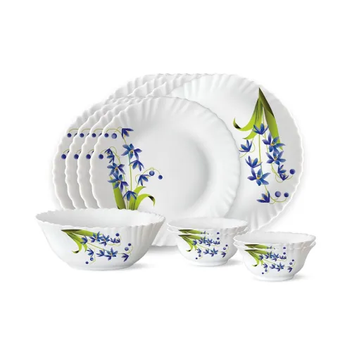 Image of Larah by Borosil Fluted Series Lavender Opalware Dinner Set