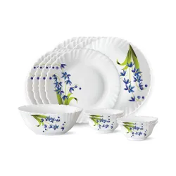 Larah by Borosil Fluted Series Lavender Opalware Dinner Set