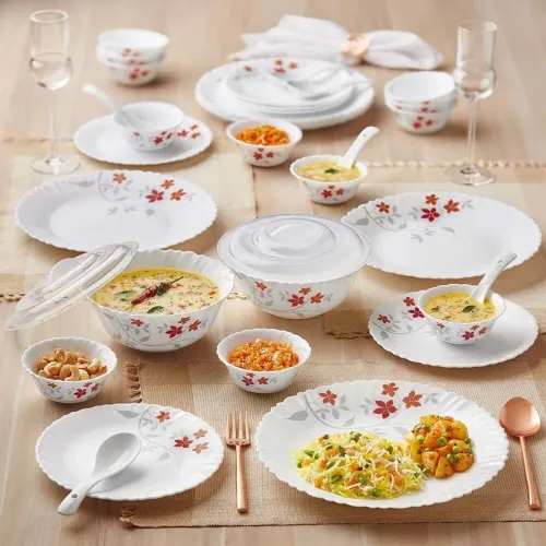 Image of Larah by Borosil Galaxy Rosalie 34-Piece Opalware Dinner Set
