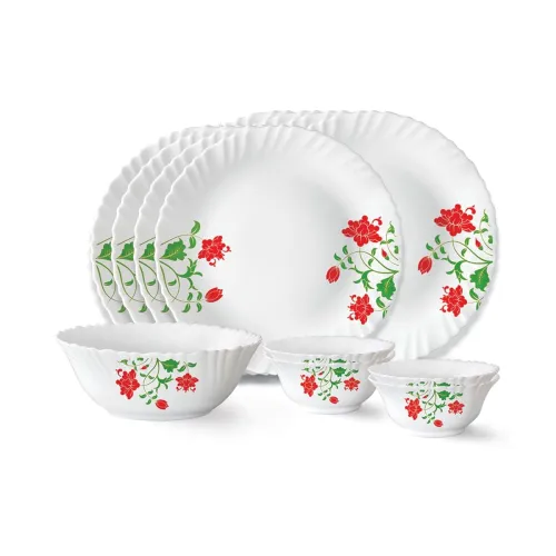 Image of Larah by Borosil Hazel Fluted Series Opalware Dinner Set