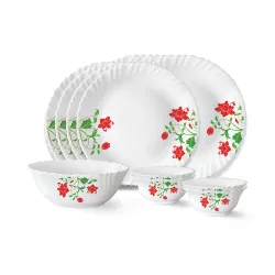 Larah by Borosil Hazel Fluted Series Opalware Dinner Set