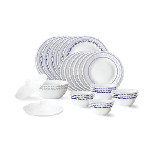 Image of Larah by Borosil Jazzblue 28-Pc Opalware Dinner Set 