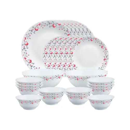 Image of Larah by Borosil Pentas Opalware Dinner Set, 28 Pcs, White