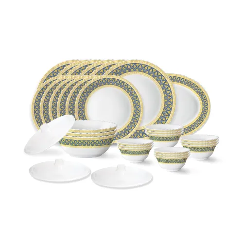 Image of Larah by Borosil Regal Fluted Series Opalware Dinner Set