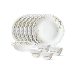 Larah by Borosil Silk Series Opalware Dinner Set | 19 Pieces for Family of 6 | Microwave & Dishwasher Safe | Bone-Ash Free | Crockery Set for Dining & Gifting | Plates & Bowls (Bella)