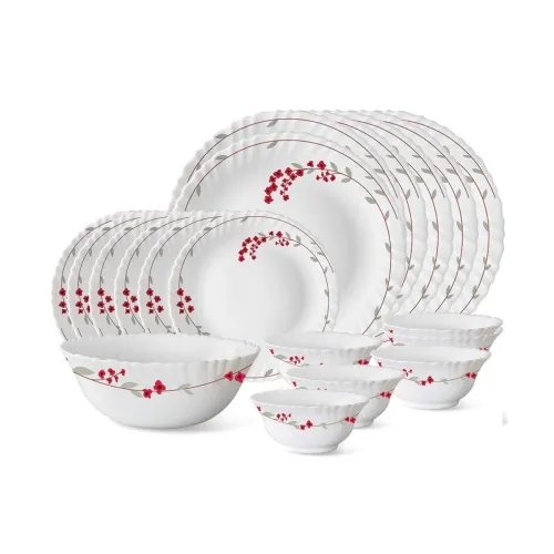 Image of Larah by Borosil Verona Opalware Dinner Set (19-Pieces, White)