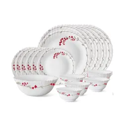 Larah by Borosil Verona Opalware Dinner Set (19-Pieces, White)