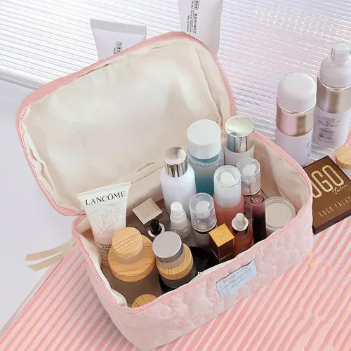 Image of Large Capacity Soft Makeup Bag (Pink)