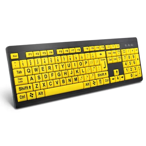 Image of Large Print Computer Keyboard Wired USB High Contrast Keyboard with Oversized Print Letters 