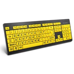 Large Print Computer Keyboard Wired USB High Contrast Keyboard with Oversized Print Letters 