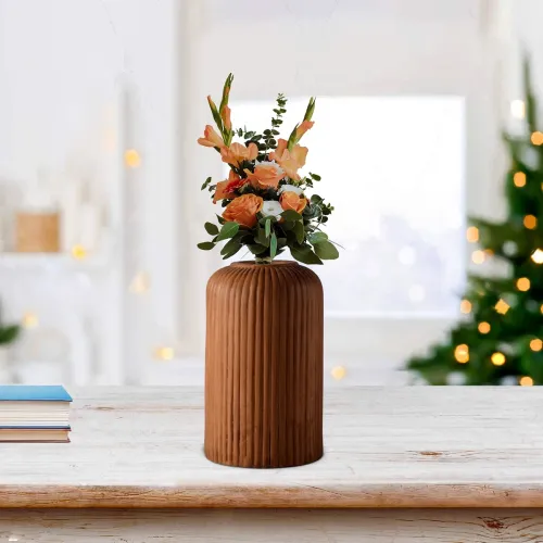 Image of Lasaki Evelyn Antique Ceramic Flower Vase, 15.5x8 cm