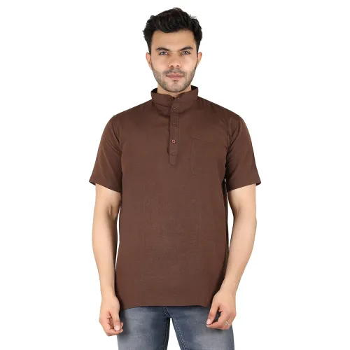 Image of LATEST CHIKAN Men's Cotton Regular Casual Strped Short Kurta