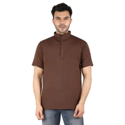 LATEST CHIKAN Mens Cotton Regular Casual Strped Short Kurta
