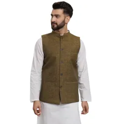 LATEST CHIKAN Mens Traditional Cotton Solid Nehru Jacket /