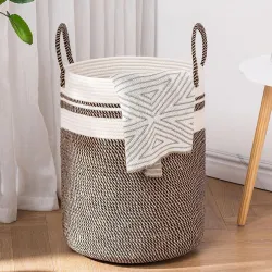 Laundry Basket for Clothes | Toys Storage Basket | Washing clothes Storage Basket | Cotton Rope Basket | Jute Laundry Bag | Large Laundry Basket | Multi-Purpose Baskets | 33x33x38 cm
