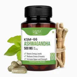 Lavaya Ashwagandha KSM-66 | Support Strength & Energy| Stress Relief | Vegan (60 Capsules)