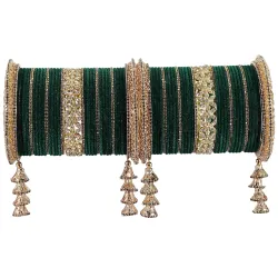 LAVAZZA Premium Gold Plated Metal Latkan Bridal Chuda Set For Women & Girls