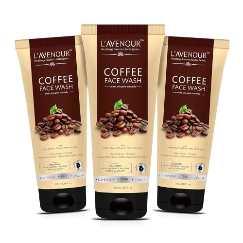 Image of L'avenour Coffee Face Wash for Deep Cleansing, Reduce Redness and Dark Circles - 115ml (Pack of 3)