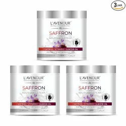 L'avenour Saffron Nourishing Cream with Vitamin E & Almond Oil For Smooth, Soft & Radiant Skin | SLS & Paraben Free Kesar Moisturizer For Dry Skin, Men & Women - 100ml (Pack of 3)