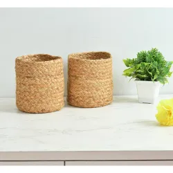 LaVichitra Braided Jute Planter Baskets (6 Inch * Set of 2)
