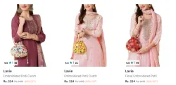 Lavie Floral Embriodered Clutch at Starting @ ₹224