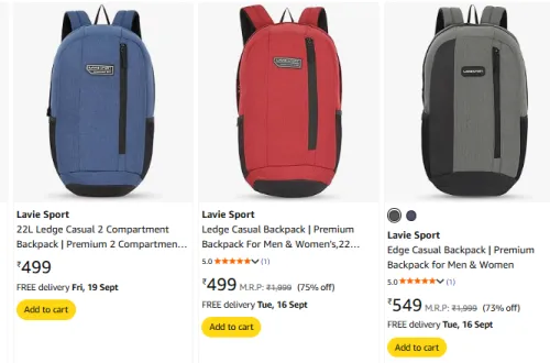 Image of Lavie Sport Backpack Starting @ ₹499